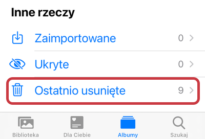 Gdzie jest Kosz w iPhone zdjęcia?