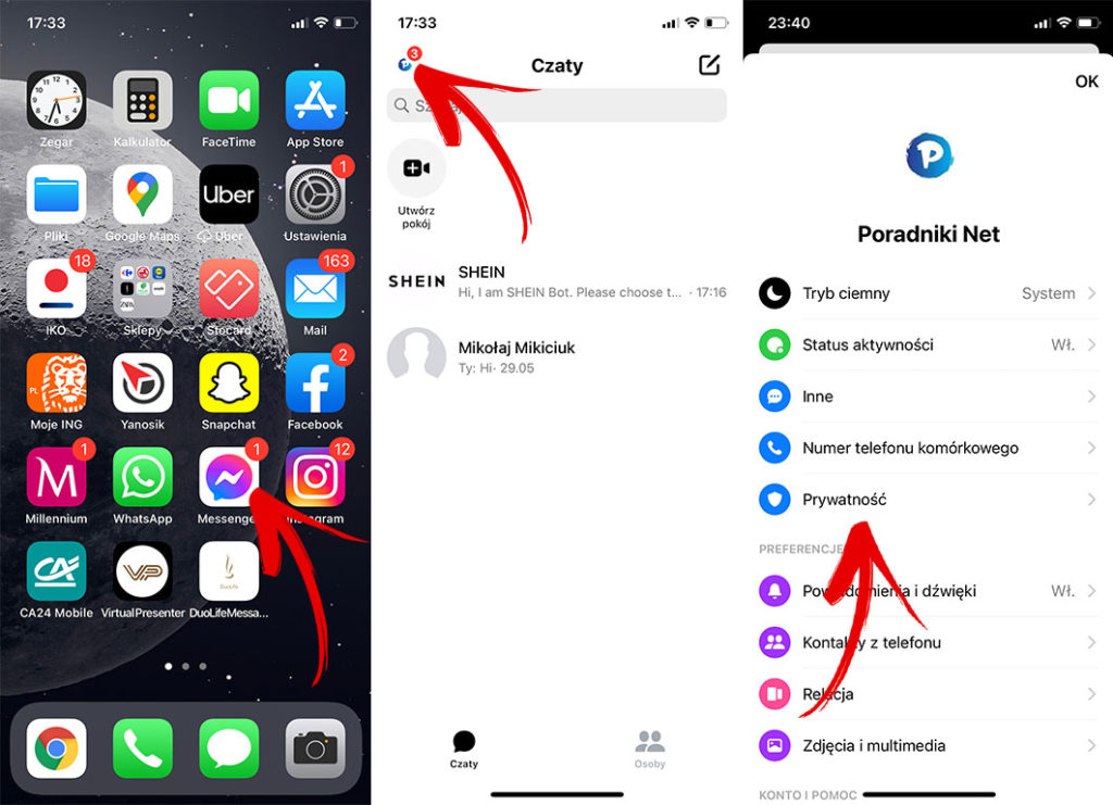 Jak można podejrzeć kogoś Messengera?