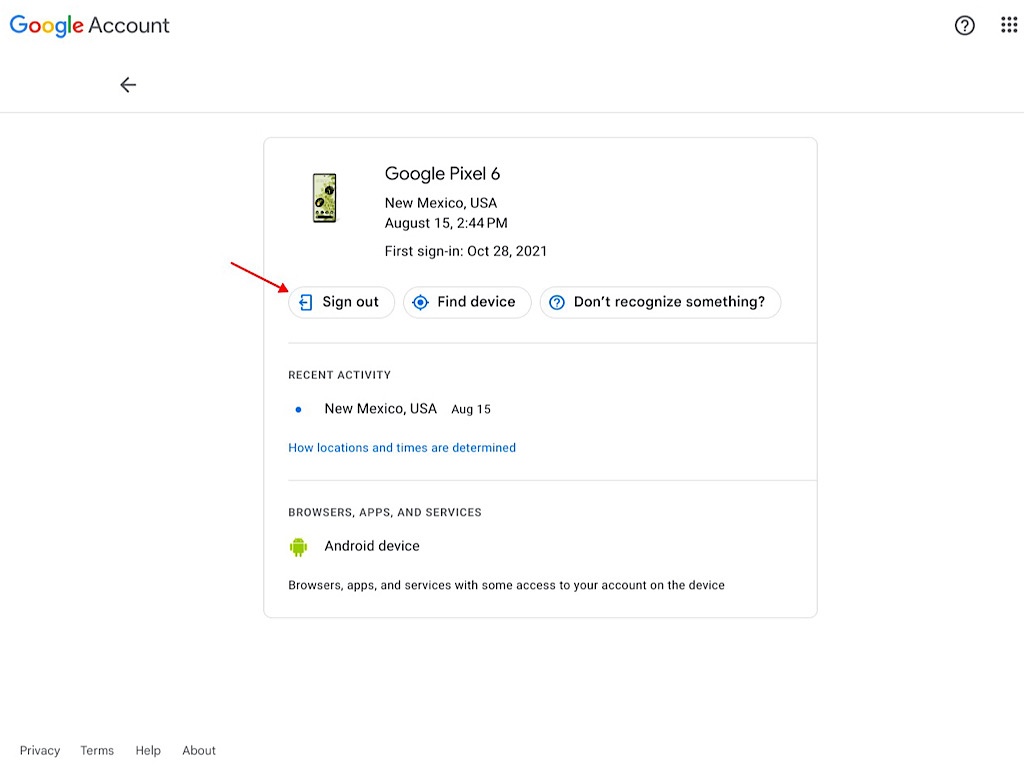 How do I remove my Google account from a stolen device?