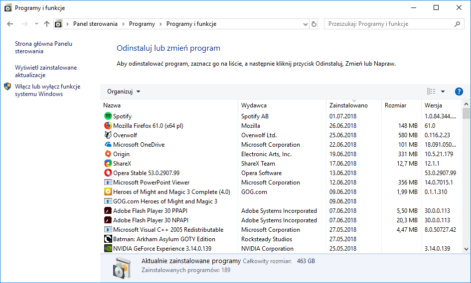 Jak sprawdzić historię odinstalowane programy?
