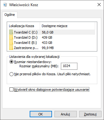 Jak usunąć Kosz w Windows 10?