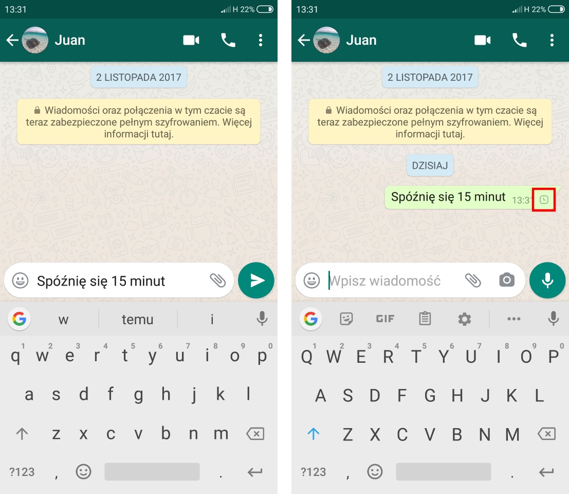 Jak piszę na WhatsApp z kims to jest caly czas aktywny?