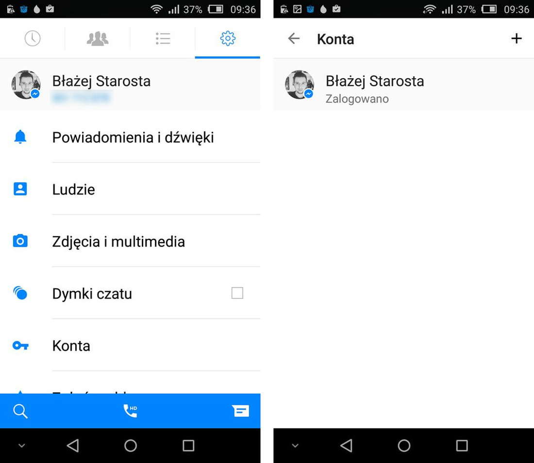 Jak przełączyć konto na Messenger Android?