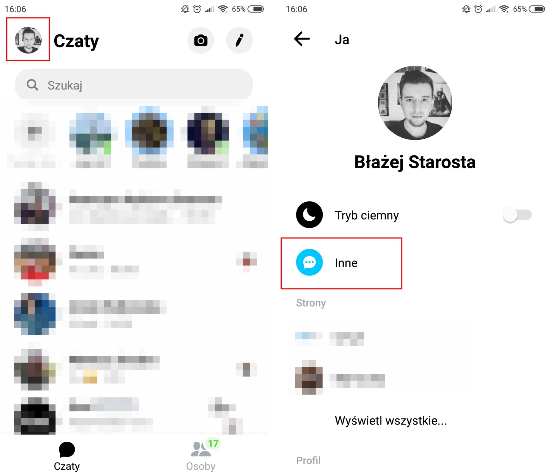 Jak sprawdzic wiadomosci inne?