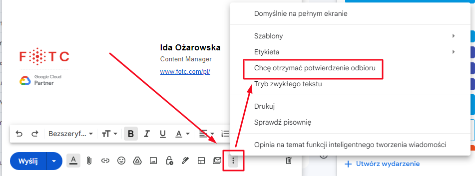 Jak ustawić potwierdzenie odczytu wiadomości?