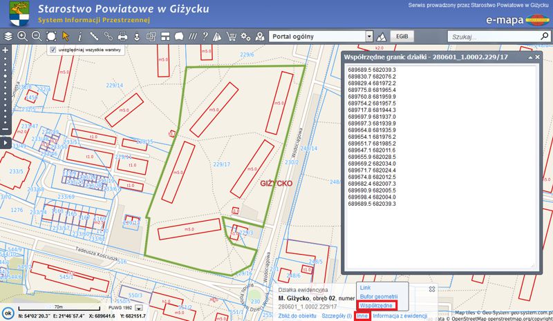 Jak znaleźć współrzędne punktów granicznych?