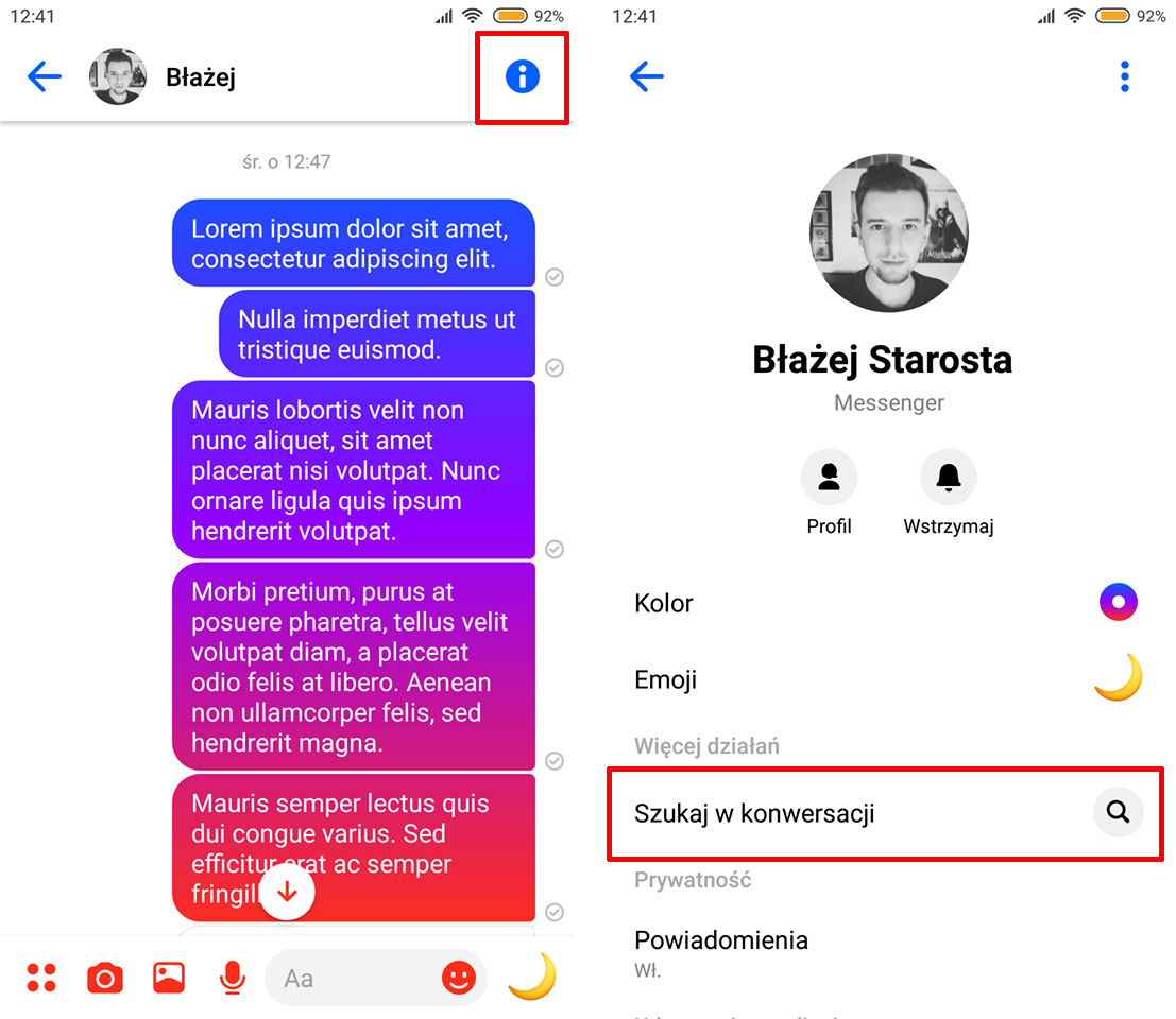 Jak zobaczyć pierwszą wiadomość na Messengerze na telefonie?