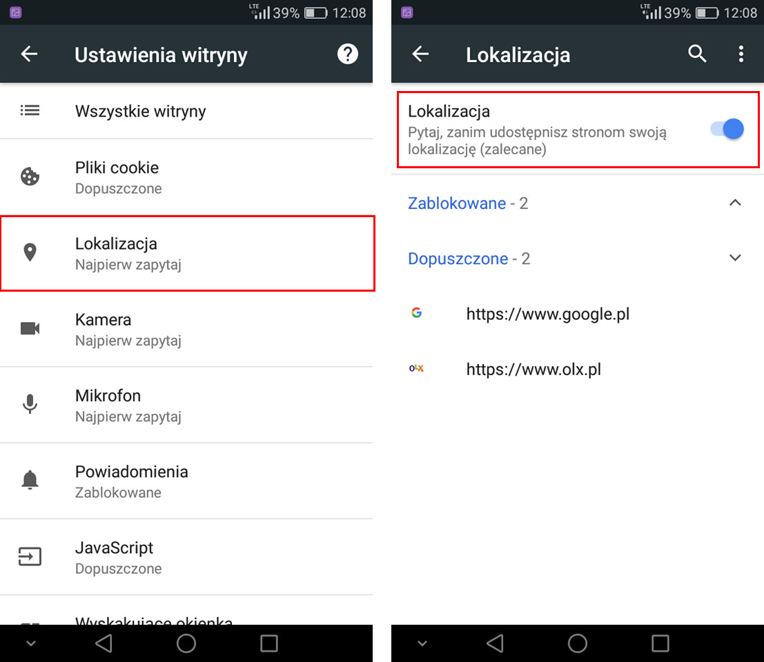 Jak włączyć lokalizację w przeglądarce telefonu?