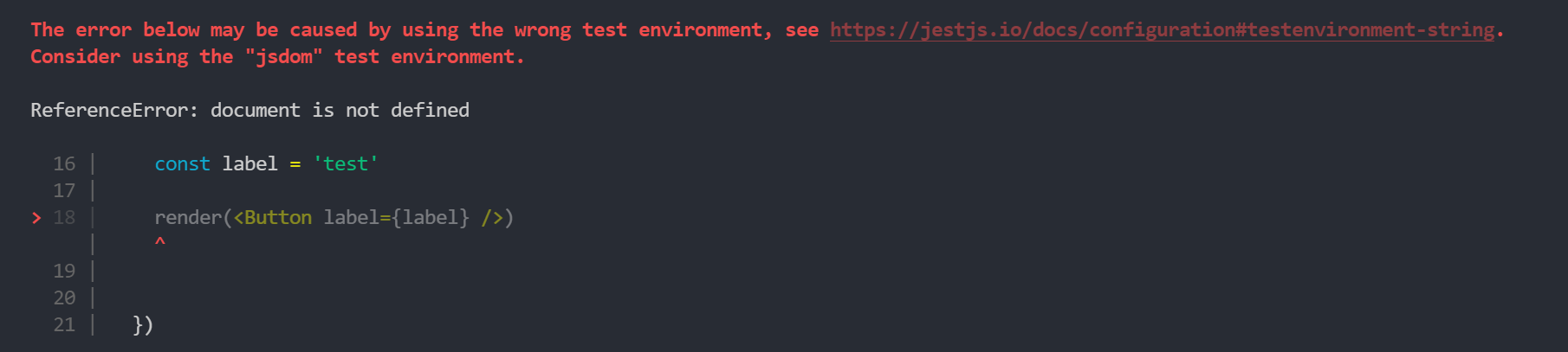 What is the test environment in Jest?