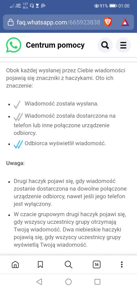 Co oznacza jeden ptaszek w WhatsApp?