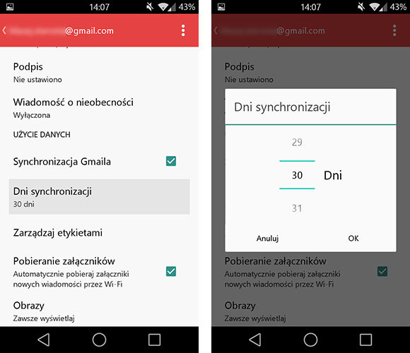 Co to znaczy dni synchronizacji Gmail?
