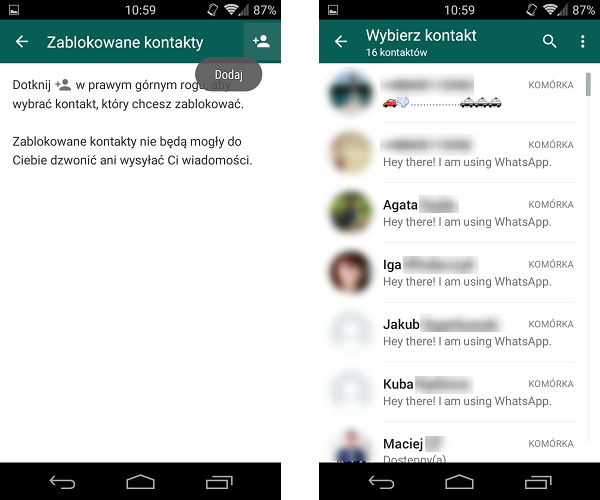 Czy zablokowany numer może pisać na Whatsapp?
