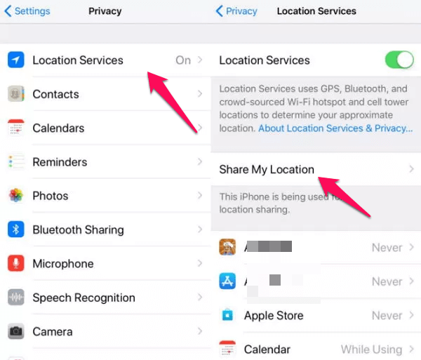 How do I hide my GPS location on my iPhone?
