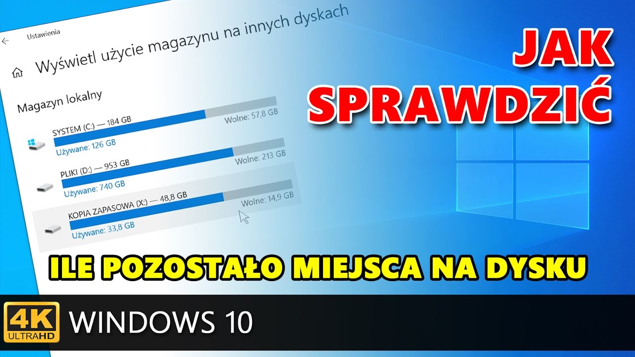 Jak sprawdzic ile mam miejsca dysku?