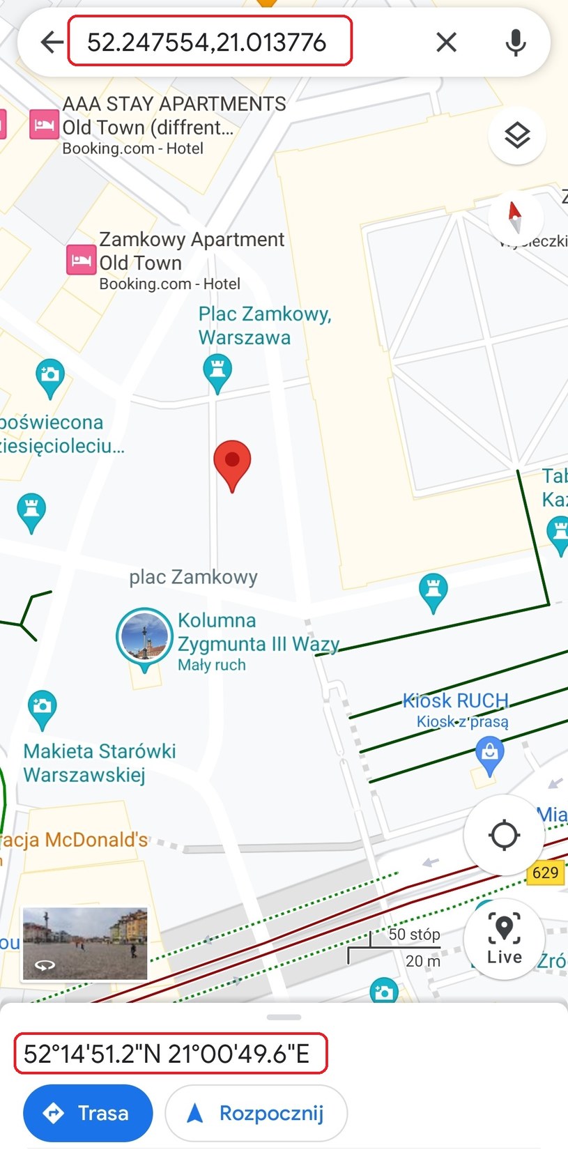 Jak wpisać współrzędne?