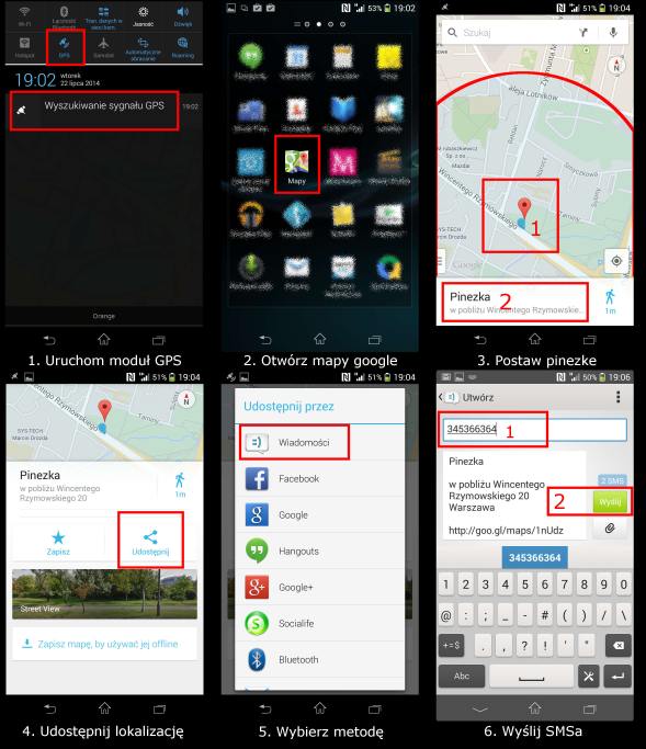 Jak wysłać SMS em lokalizację?