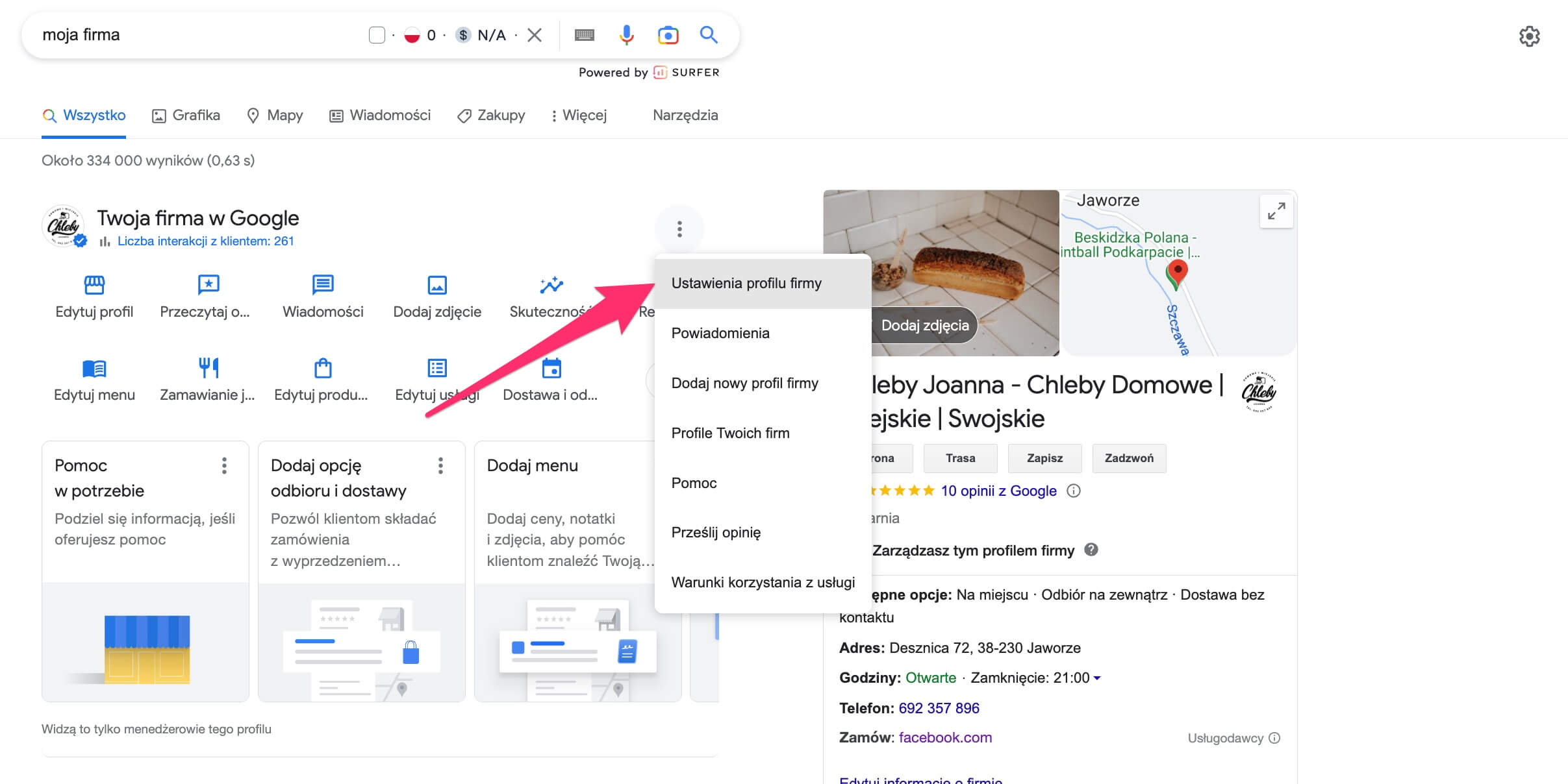 Jak znaleźć identyfikator firmy Google?