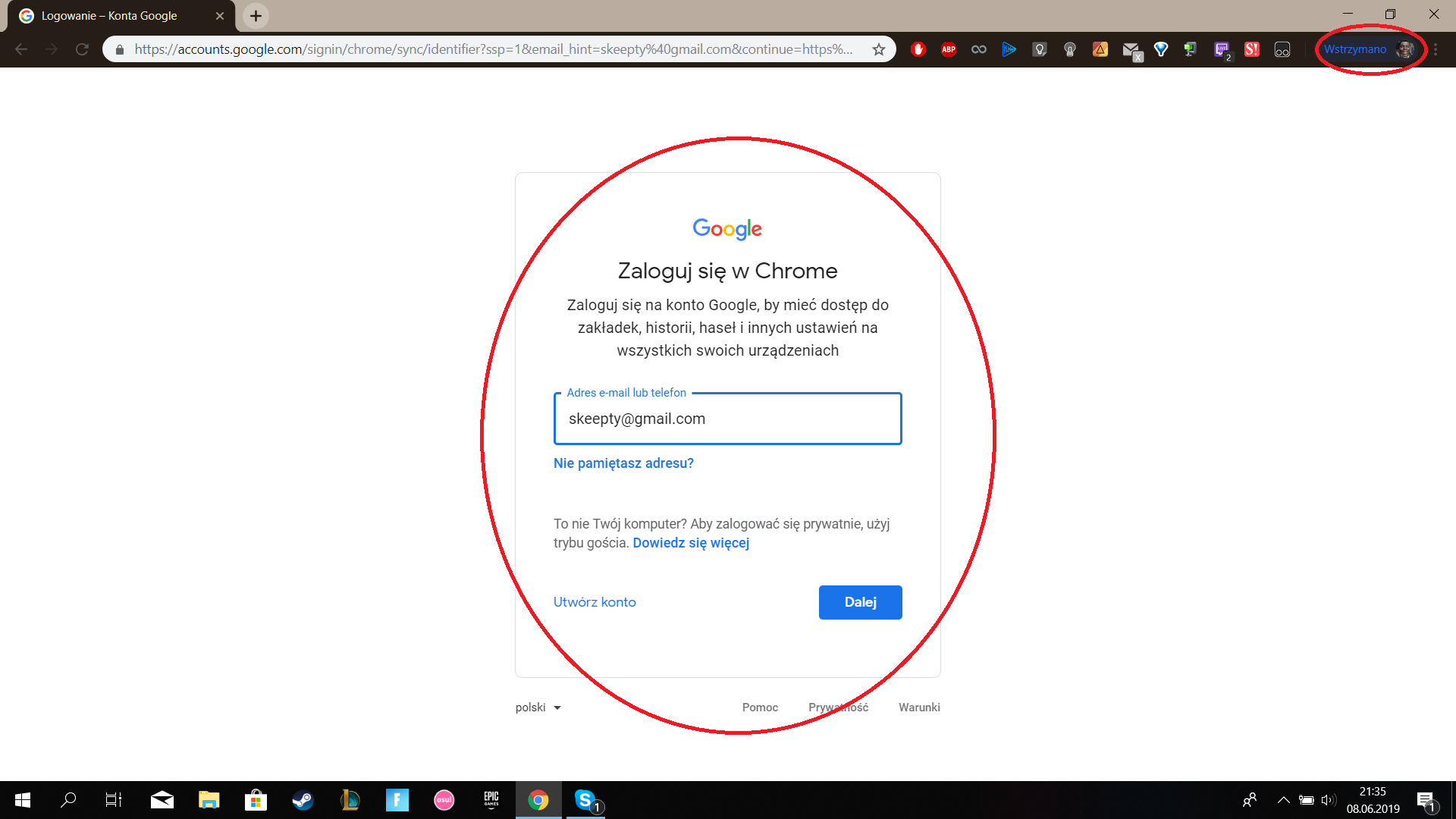 Co to znaczy że Synchronizacja została wstrzymana?
