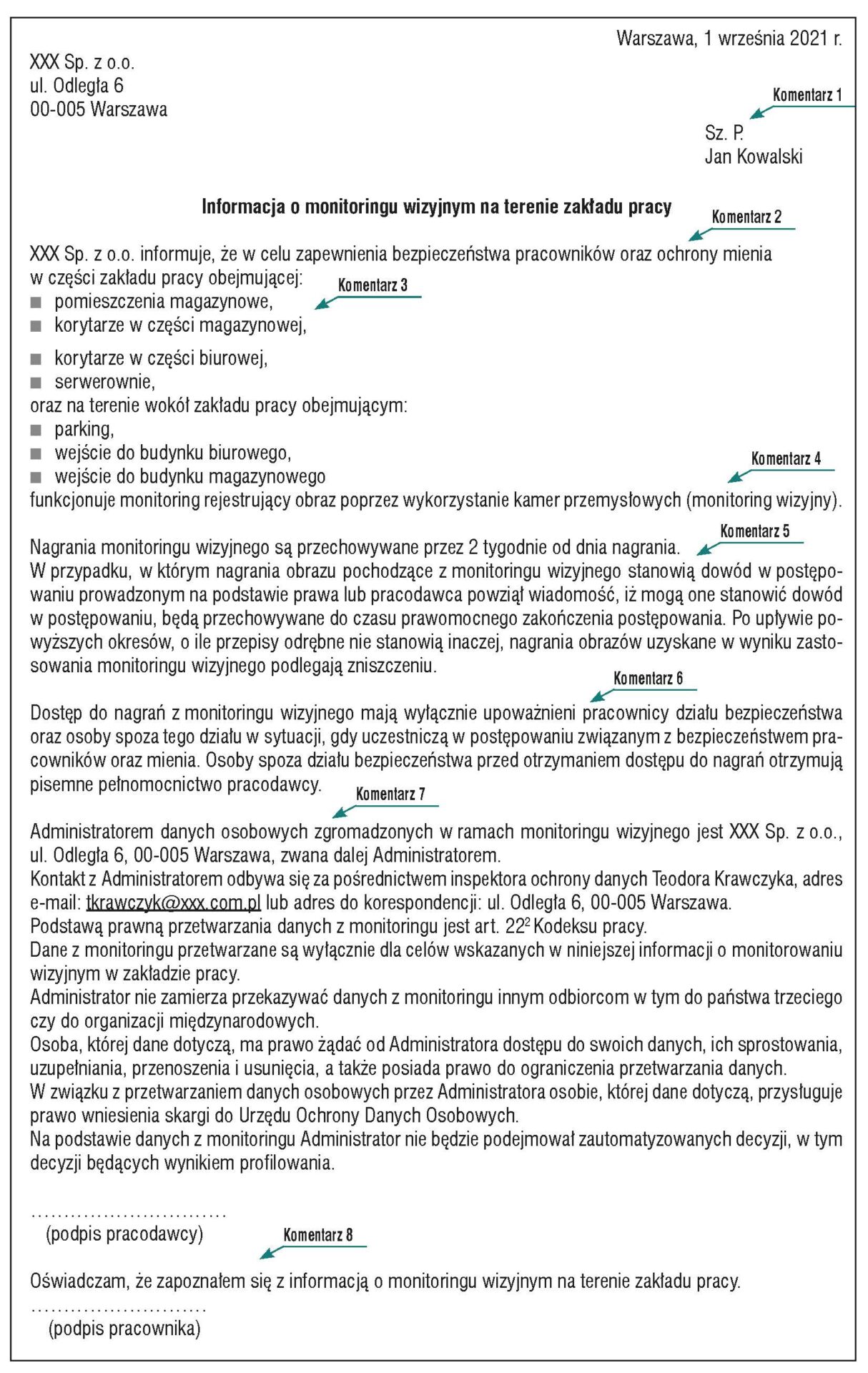 Czy musi być informacja o monitoringu?