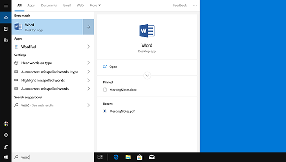 Gdzie jest Word w Windows 10?