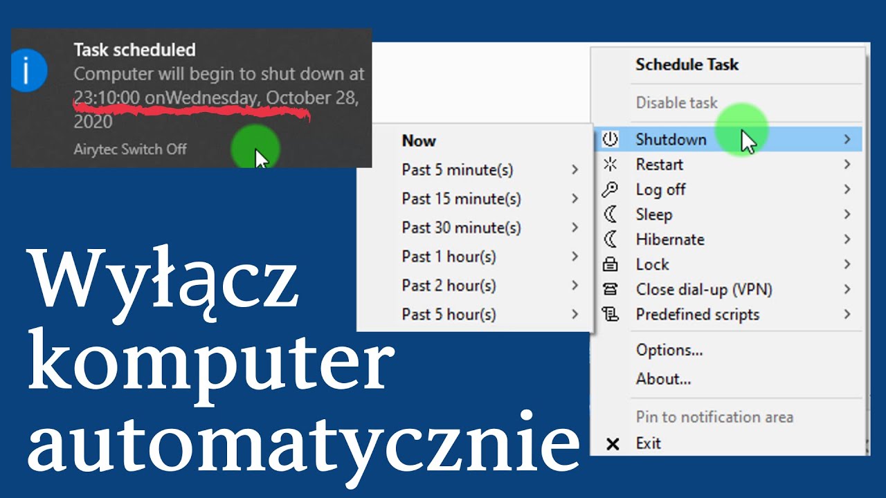 Jak ustawić czas po którym komputer się wyłączy?