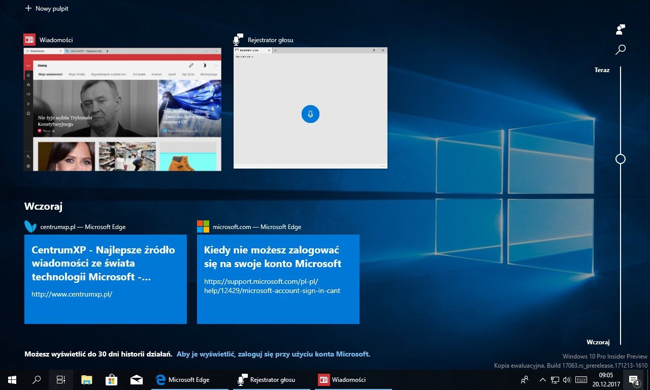 Jak wyłączyć oś czasu Windows 10?