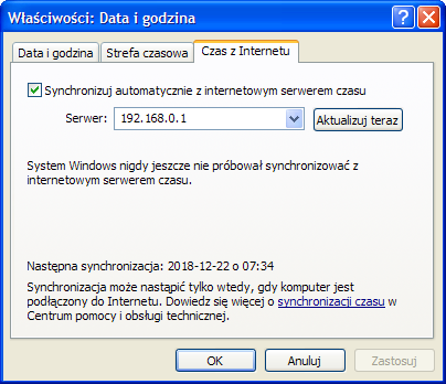 Jak wymusić synchronizację czasu?