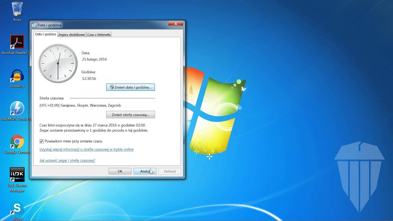 Jak zmienić czas w Windows 7?