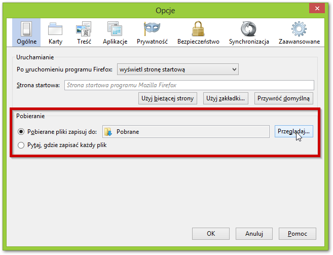 Jak zmienić folder pobierania Android?