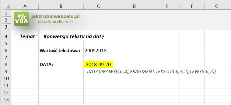 Jak zmienić tekst na datę?