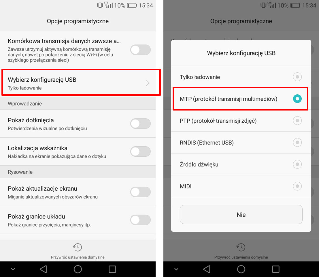 Jak włączyć USB w telefonie Huawei?