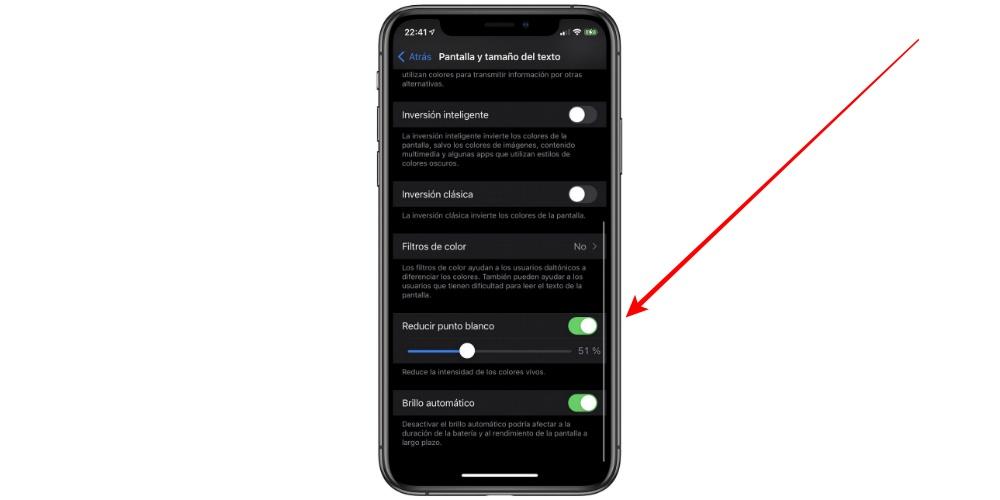 ¿Qué es reducir el punto blanco iPhone?