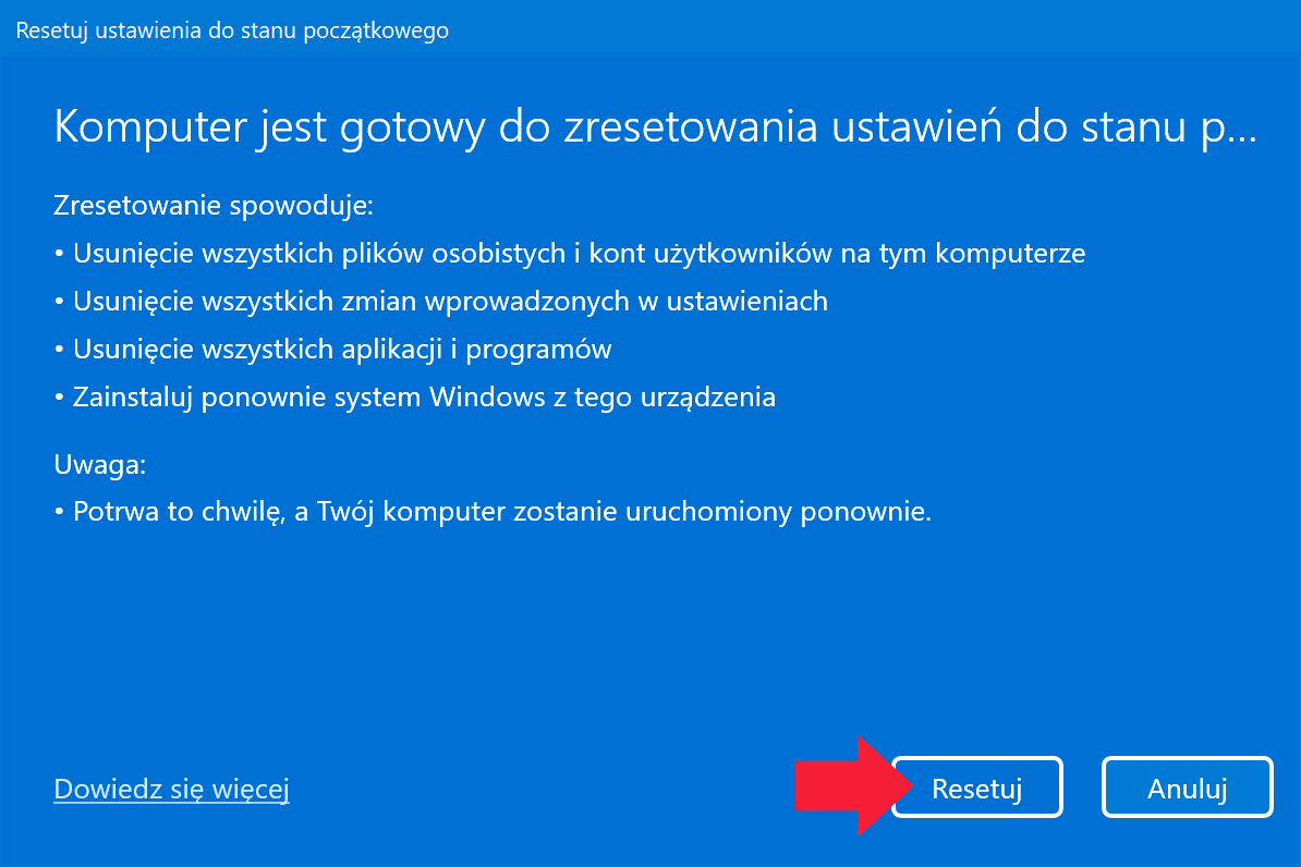 Jak zresetować komputer przed sprzedażą?