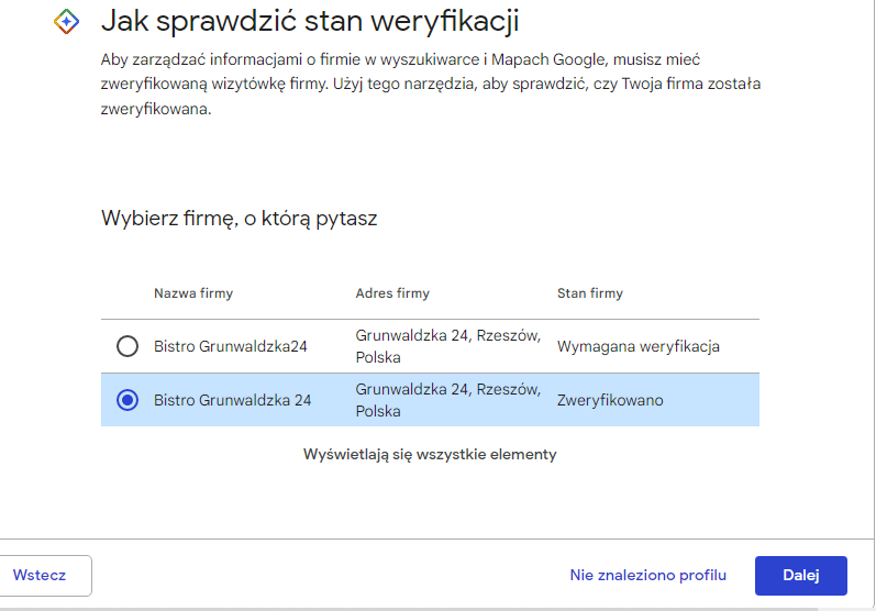 Jak sprawdzić stan weryfikacji Google?