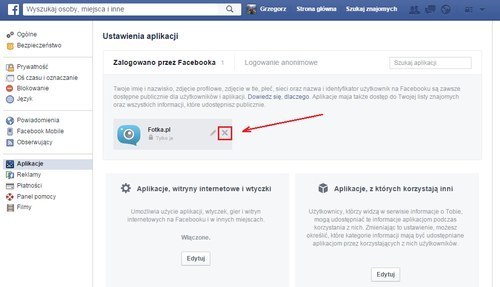 Jak usunac powiazane konto?