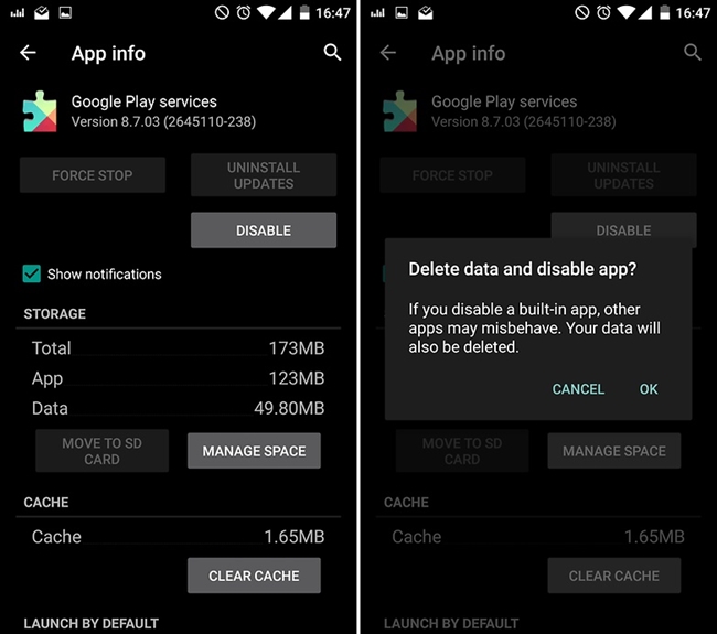 ¿Qué pasa si se desinstala servicios de Google Play?