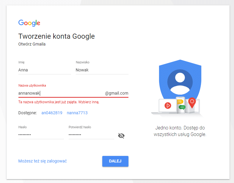 Jak rozdzielić konta na Gmail?