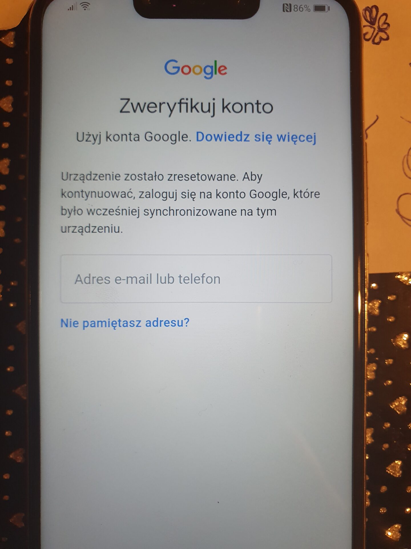 Jak zalogowac się na telefon po zresetowaniu?
