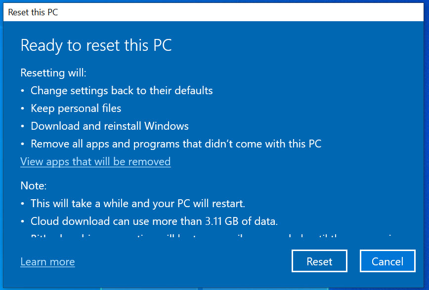 Should I use reset this PC?