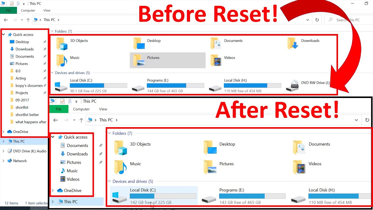 What gets deleted in a factory reset PC?