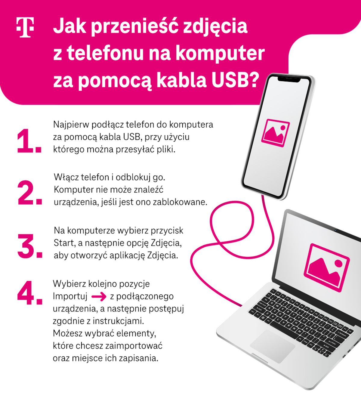Jak przesłać obraz z telefonu na komputer za pomocą kabla USB?