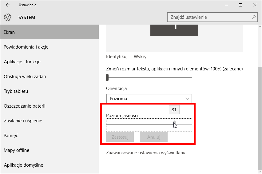 Jak rozjaśnić ekran za pomocą klawiatury?