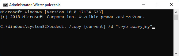 Jak wejsc w tryb awaryjny przez cmd?