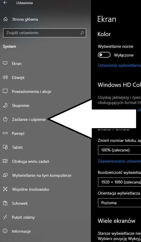 Jak wyłączyć uśpienie ekranu?